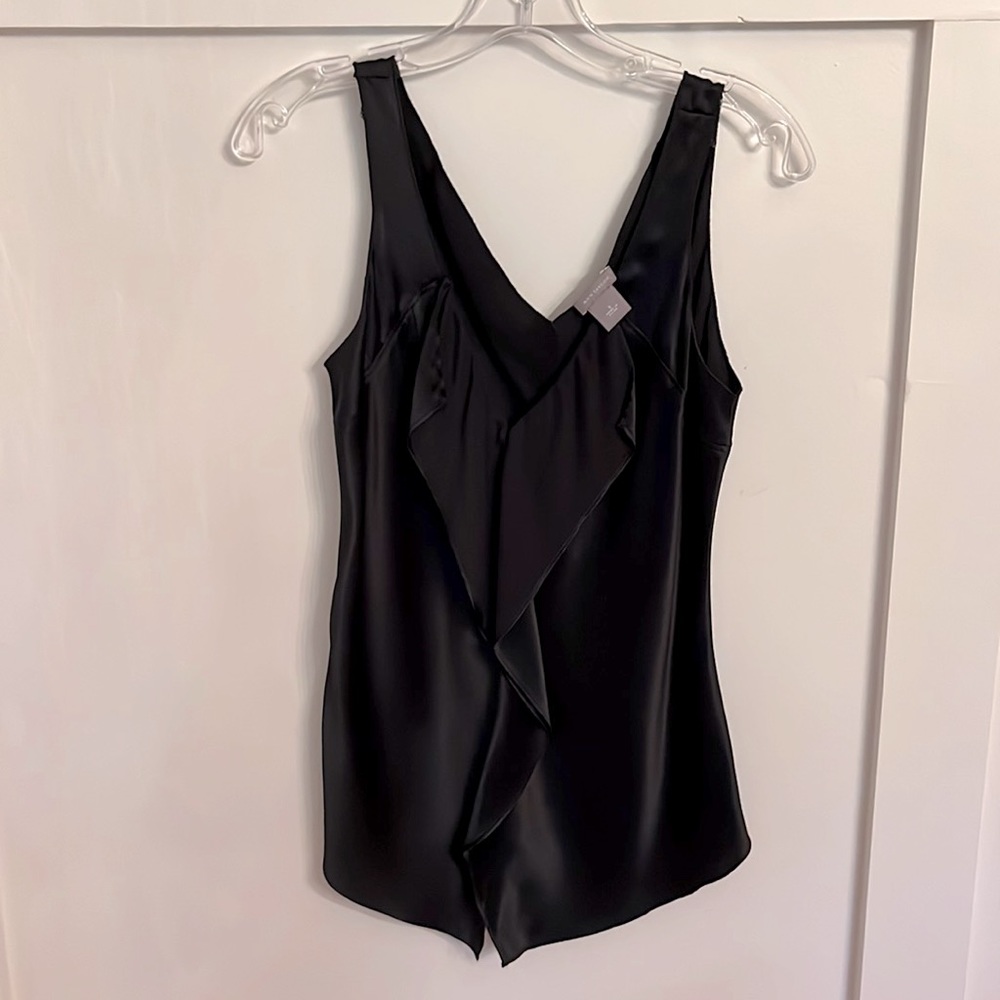 Ann Taylor 100% Silk Black Sleeveless Blouse Size S
